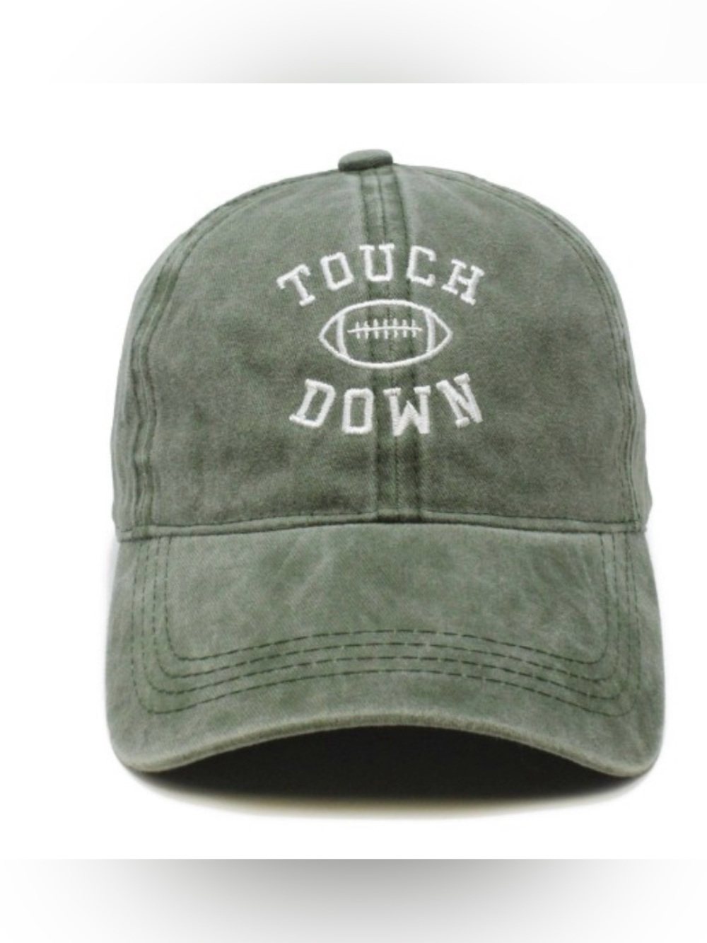 Touchdown Embroidered Baseball Cap - Olive Green